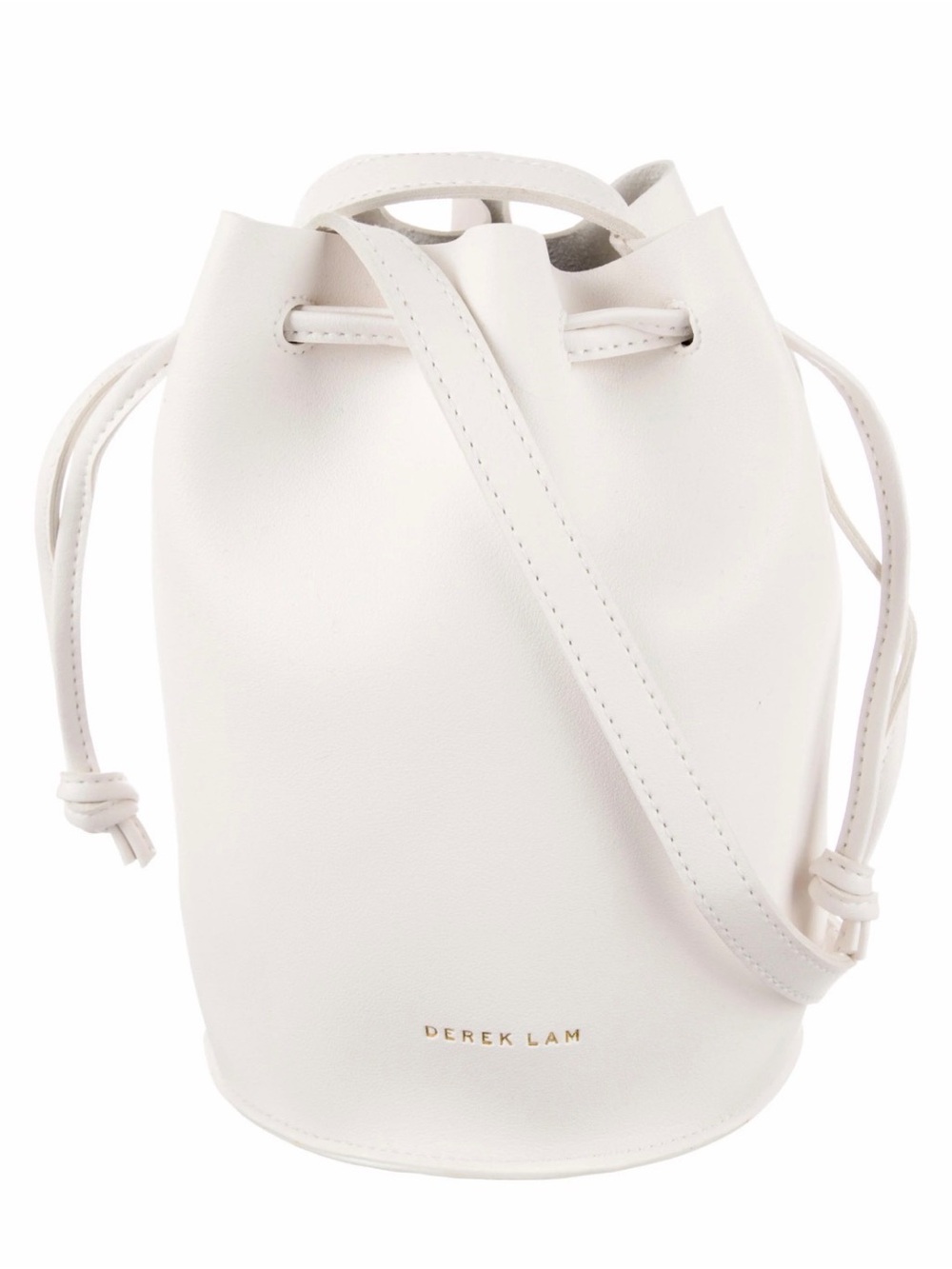 Derek Lam White Leather Drawstring Bucket Crossbody